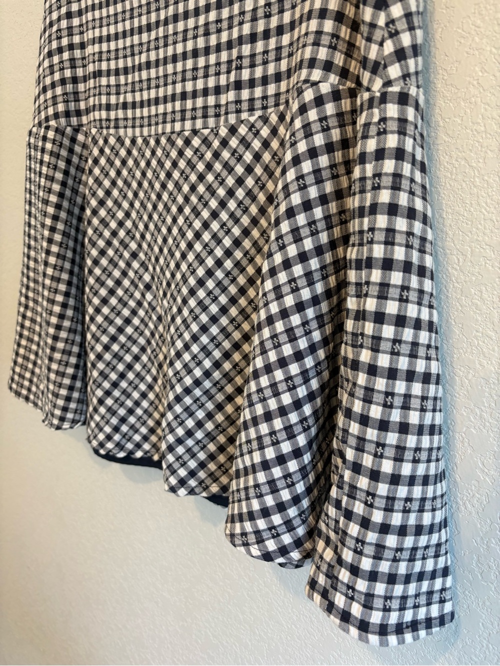 Tommy Hilfiger Gingham Flare Skirt Size 10 Navy White Embroidered Preppy - Picture 5 of 12
